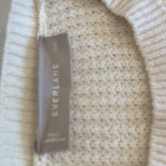 Everlane 100% Cashmere Waffle Knit Square Crew Ivory Soft Thermal Sweater XXS - Picture 8 of 9